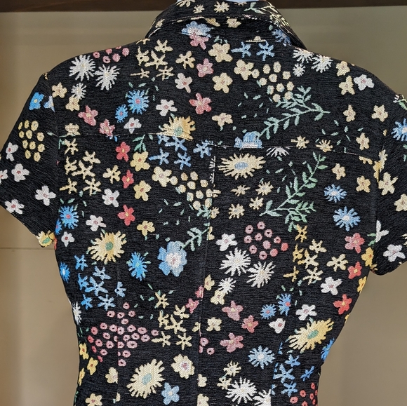 Storia Embroidered Mini Dress Black and Floral - Picture 6 of 9